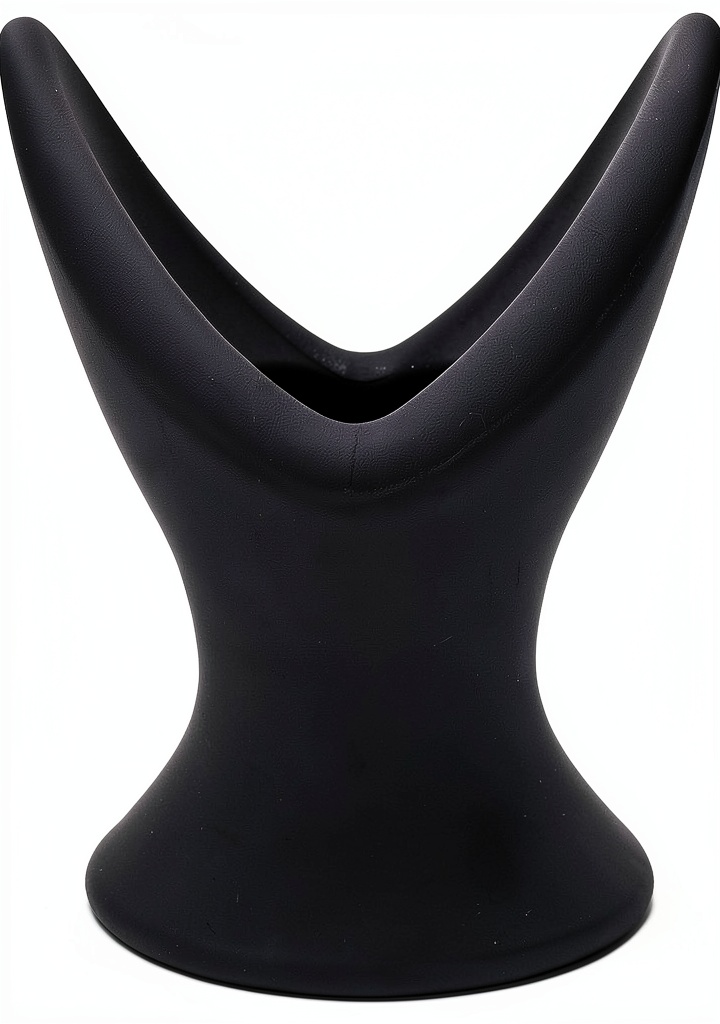 YLMXHFC hollow anal plug in black and purple colors on a neutral background