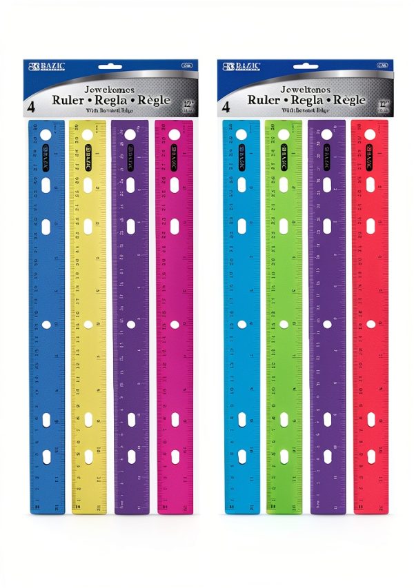 BAZIC 12 Inch Ruler Dual Scale Plastic School Office-0