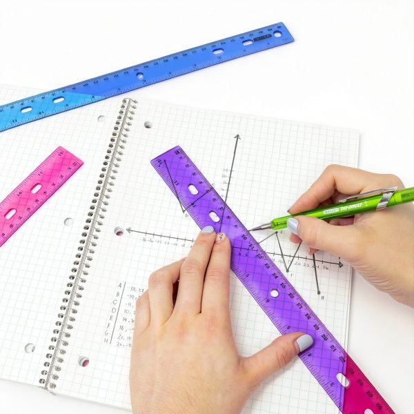 BAZIC 12 Inch Ruler Dual Scale Plastic School Office-5
