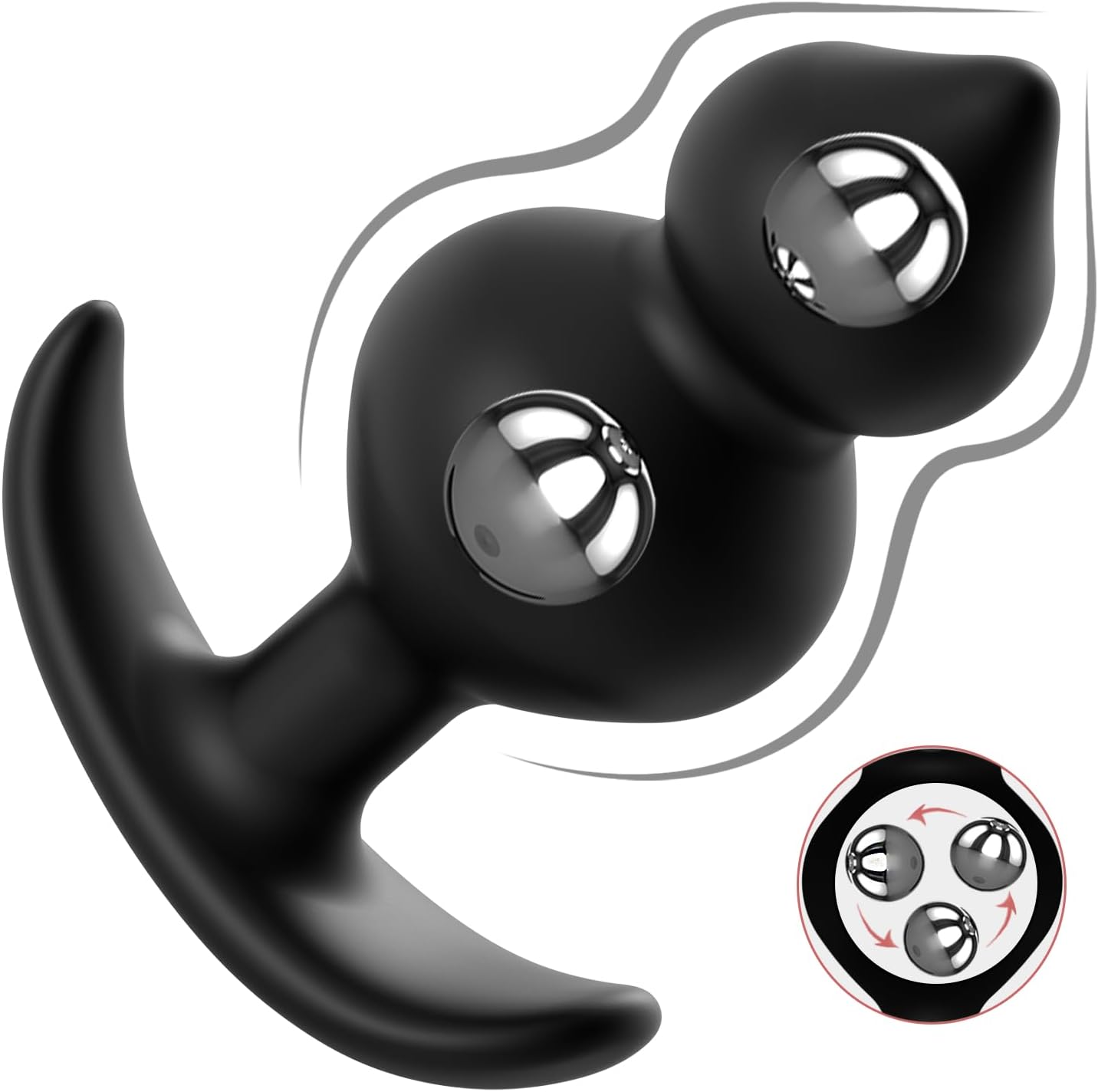 Gilingirl dual-ball anal plug showcasing rolling beads and T-base design