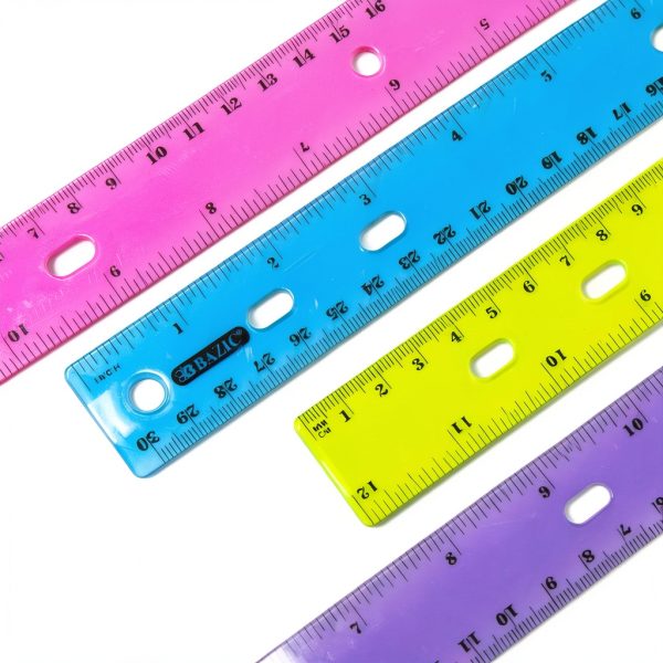 BAZIC 12 Inch Ruler Dual Scale Plastic School Office-1