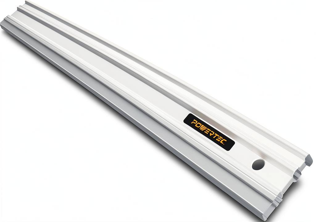 Installing POWERTEC 24 inch aluminum straight edge on a wooden workbench