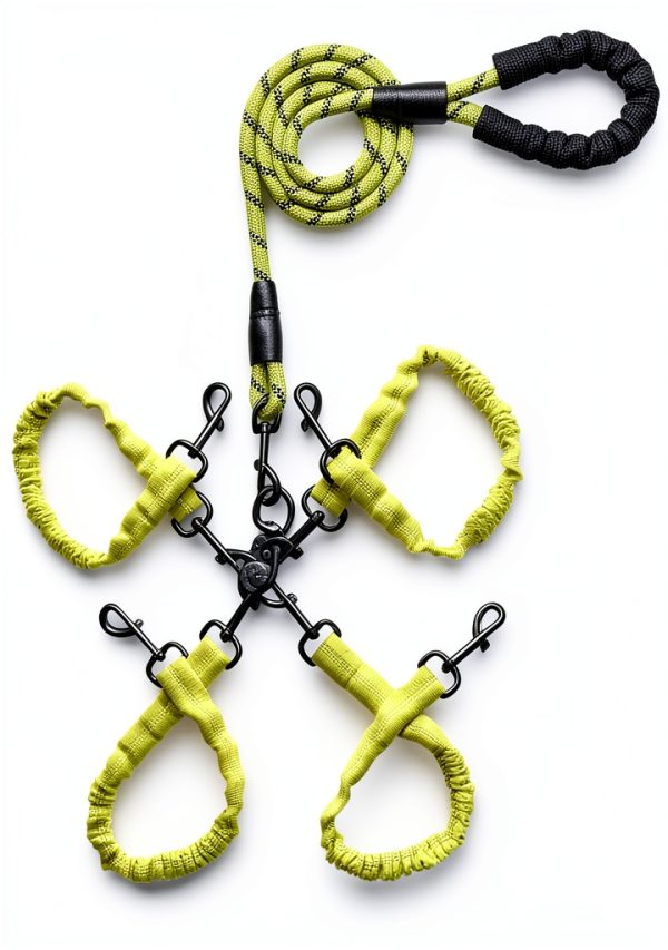Dog Double Leashes,3-in-1 Pet Leash for Multiple Pets - Heavy Duty Dog Cat Lead with Reflective Stripes, Comfort Grip & Durable Metal Clasps (Green 4 Way)-0