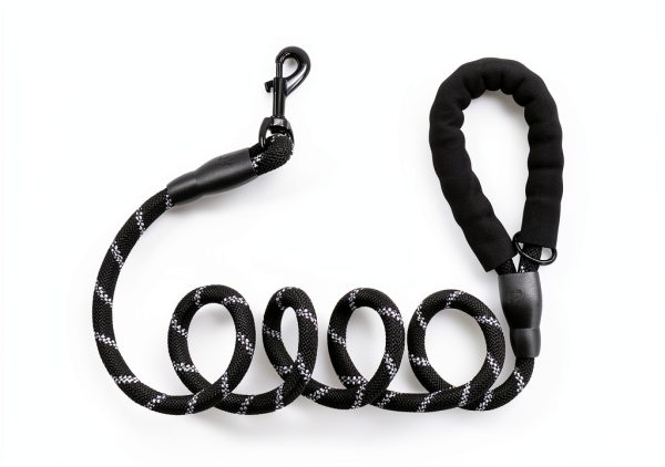 Reflective Dog Leash with Padded Handle Heavy Duty Nylon 5ft Brown-1