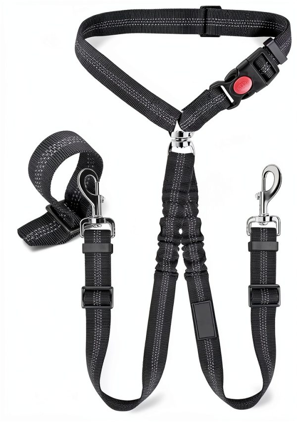 Pet Dog Cat Seat Belt Adjustable Car Headrest Restraint Black-2