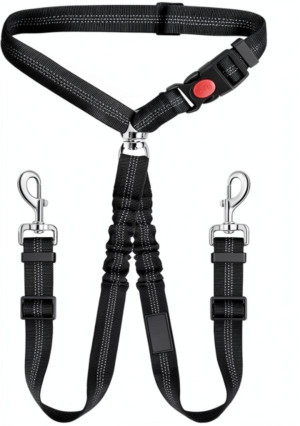 Pet Dog Cat Seat Belt Adjustable Car Headrest Restraint Black-0