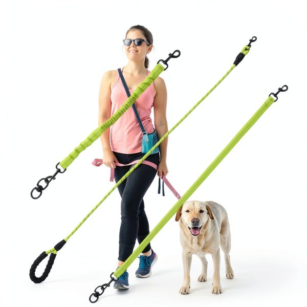 Dog Double Leashes,3-in-1 Pet Leash for Multiple Pets - Heavy Duty Dog Cat Lead with Reflective Stripes, Comfort Grip & Durable Metal Clasps (Green 4 Way)-4