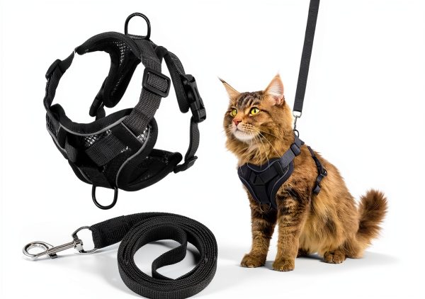 Cat Chest Harness and Leash Set YBEATY Anti-Escape Mesh Grey-0