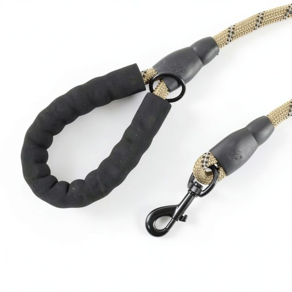Reflective Dog Leash with Padded Handle Heavy Duty Nylon 5ft Brown-3