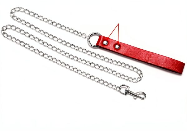 Heart Charm and Lace Edge Red Collar Choker Necklace with Detachable Chain Leash for Dogs Big Cat Pet Cosplay Outfit-6