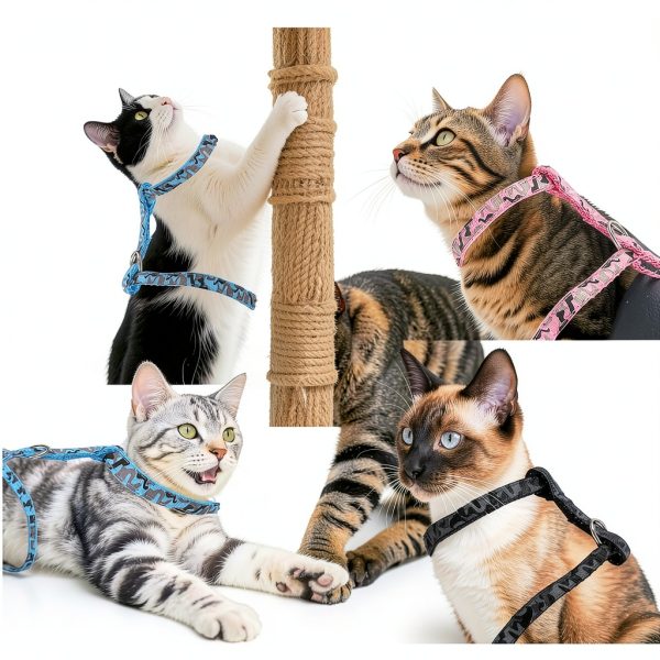 3PCS Cat Leash and Harness Set, Lightweight Cat Harness, Adjustable Escape Proof Kitten Walking Collar-6
