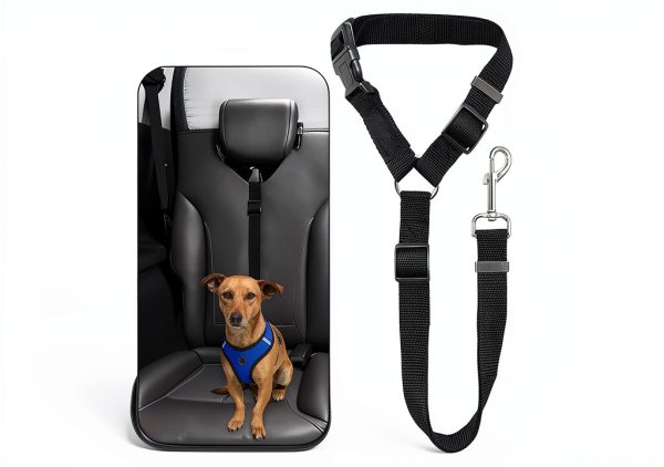 Adjustable Round Pet Car Safety Leash - Ideal for Dogs and Cats, Ensuring Safe Travels-0