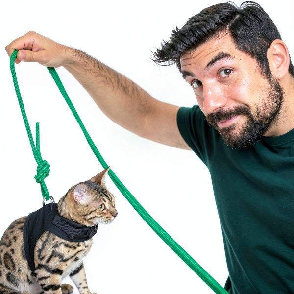 Long Rope Leash for Cats, Small Dogs & Puppies – Heavy Duty, Tangle-Free Lead for Walking, Training & Outdoor Play – Durable Nylon Pet Leash (Green 14FT)-5