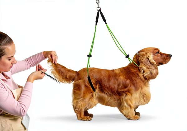 Adjustable Pet Grooming Leash Oumefar Yellow/Green No‑Sit Holder-2