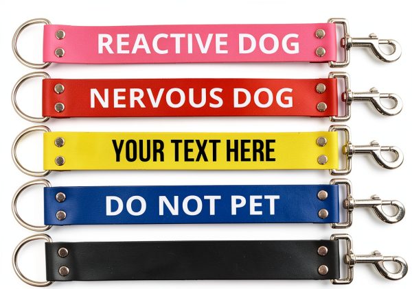 Custom Leash Extension Double-Sided Warning Vegan Leather Waterproof-0