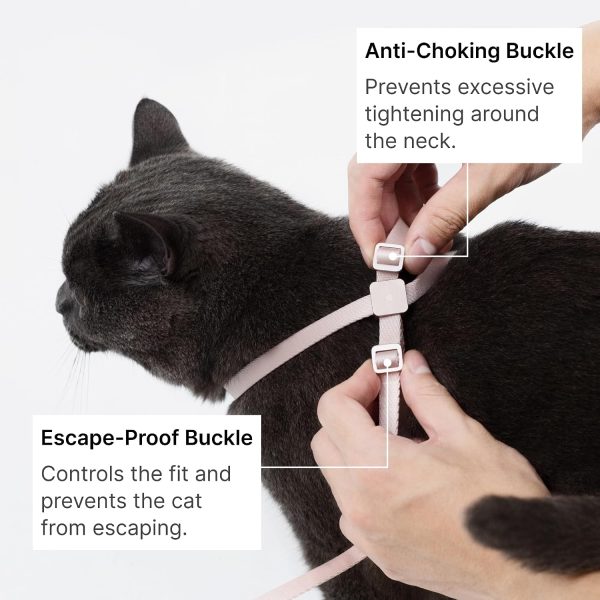 Cat Harness and Leash Set BuddyArmor Escape‑Proof Blush Pink Medium-2