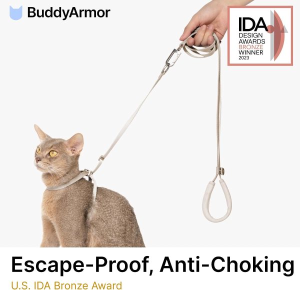 Cat Harness and Leash Set BuddyArmor Escape‑Proof Blush Pink Medium-1