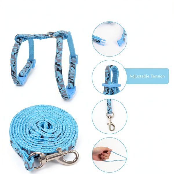 3PCS Cat Leash and Harness Set, Lightweight Cat Harness, Adjustable Escape Proof Kitten Walking Collar-1
