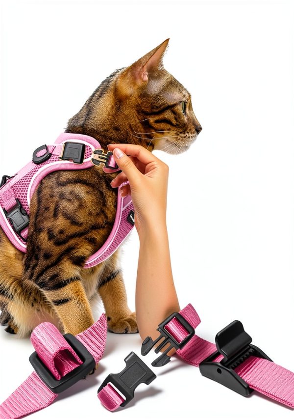 Cat Harness Kaazylab Escape Proof Adjustable Kitten Leash Pink S-3