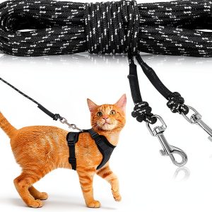 Rypet Reflective Cat Long Leash 15 FT Purple Escape Proof Durable-0